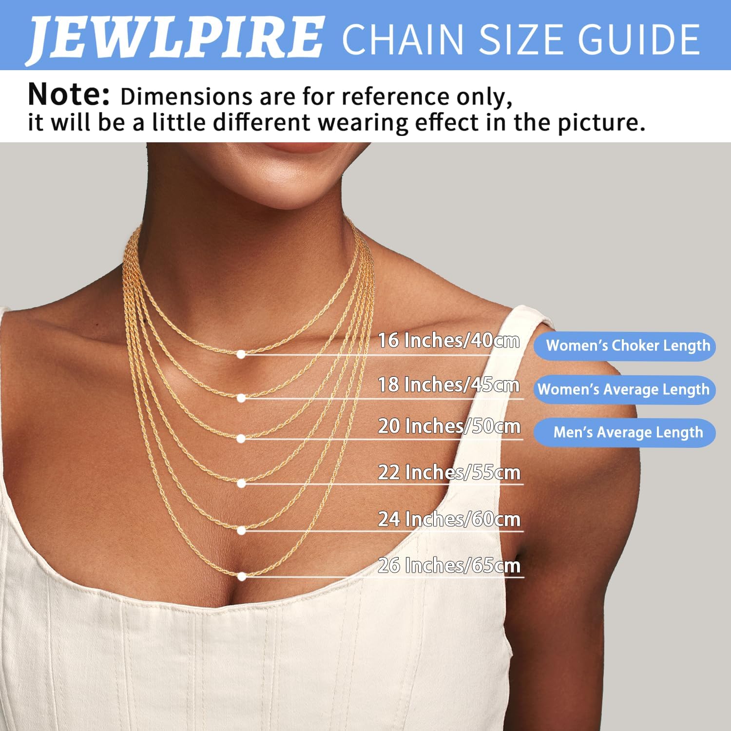 Jewlpire 2mm Rope Chain 18k Gold Plated 925 Sterling Silver Chain Necklace for Women, Sturdy & Comfortable Women's Chain Necklaces, 16 18 20 22 24 26 Inch - Image 2