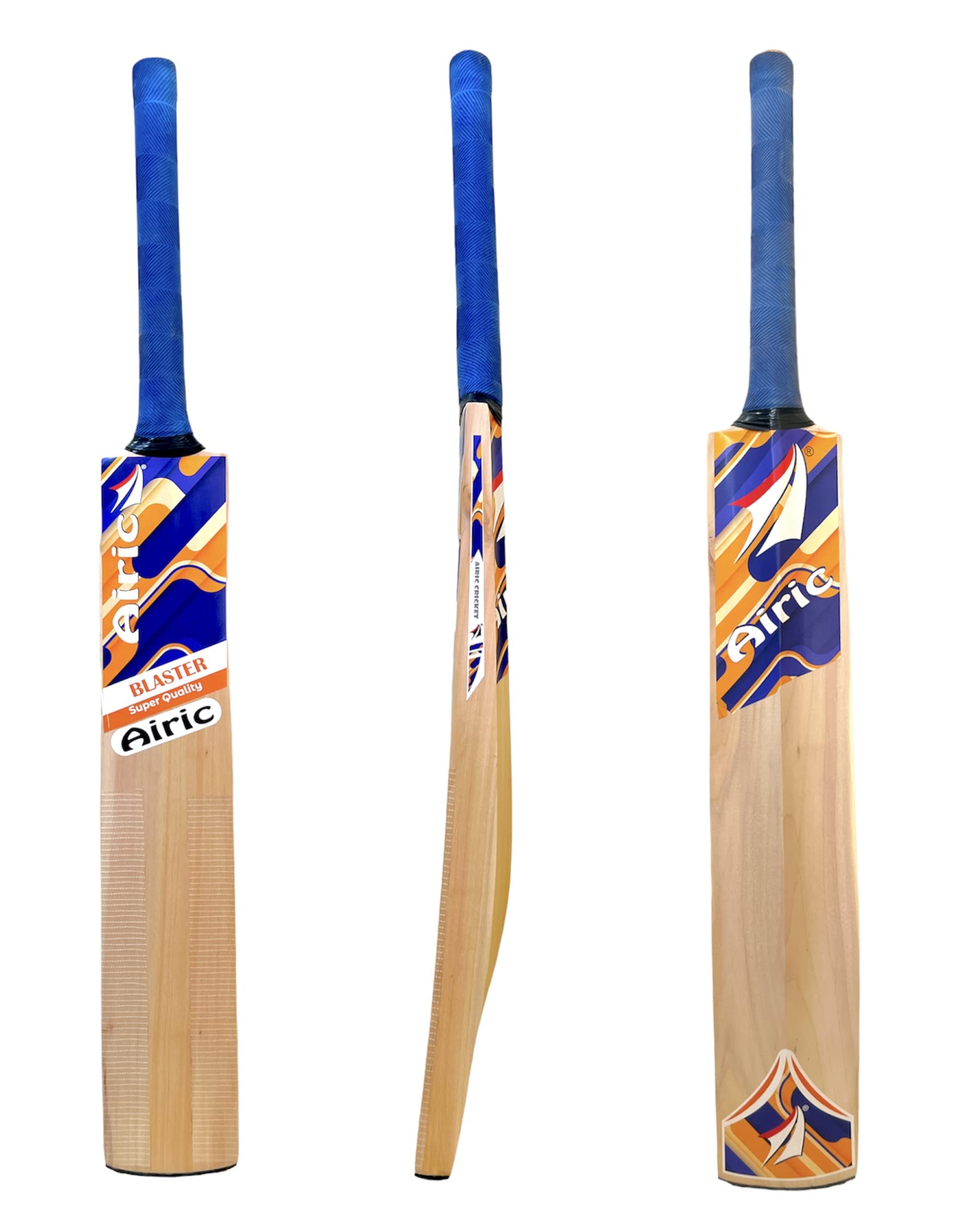 Airic Kashmir Willow Bat with Half Cane Handle, Toe Guard and Cover Kashmir Willow Cricket Bat (1.2 kg)-image-0