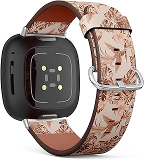 CJBROES Replacement Leather Watch Band, Compatible with Fitbit Versa 3 and Fitbit Sense of Wristband Bracelet Accessory - Fashion Watercolor