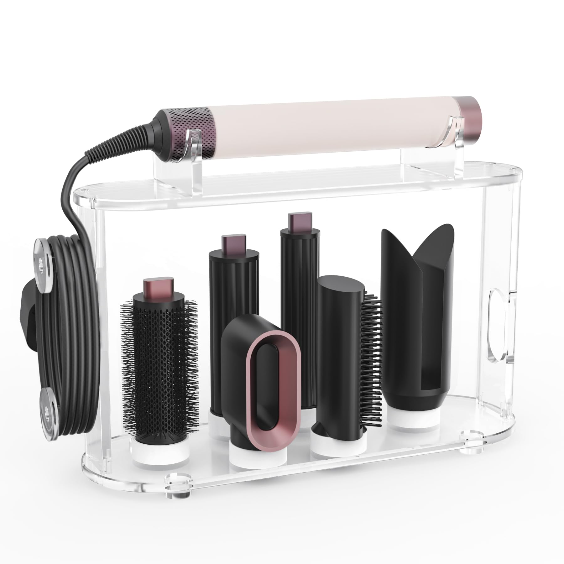 Photo 1 of Affogato Acrylic Storage Holder Compatible with All Dyson Airwrap Styler Accessories, 6 Holes Countertop Organizer Stand for Diffuser Long Barrel Attachments for Bathroom