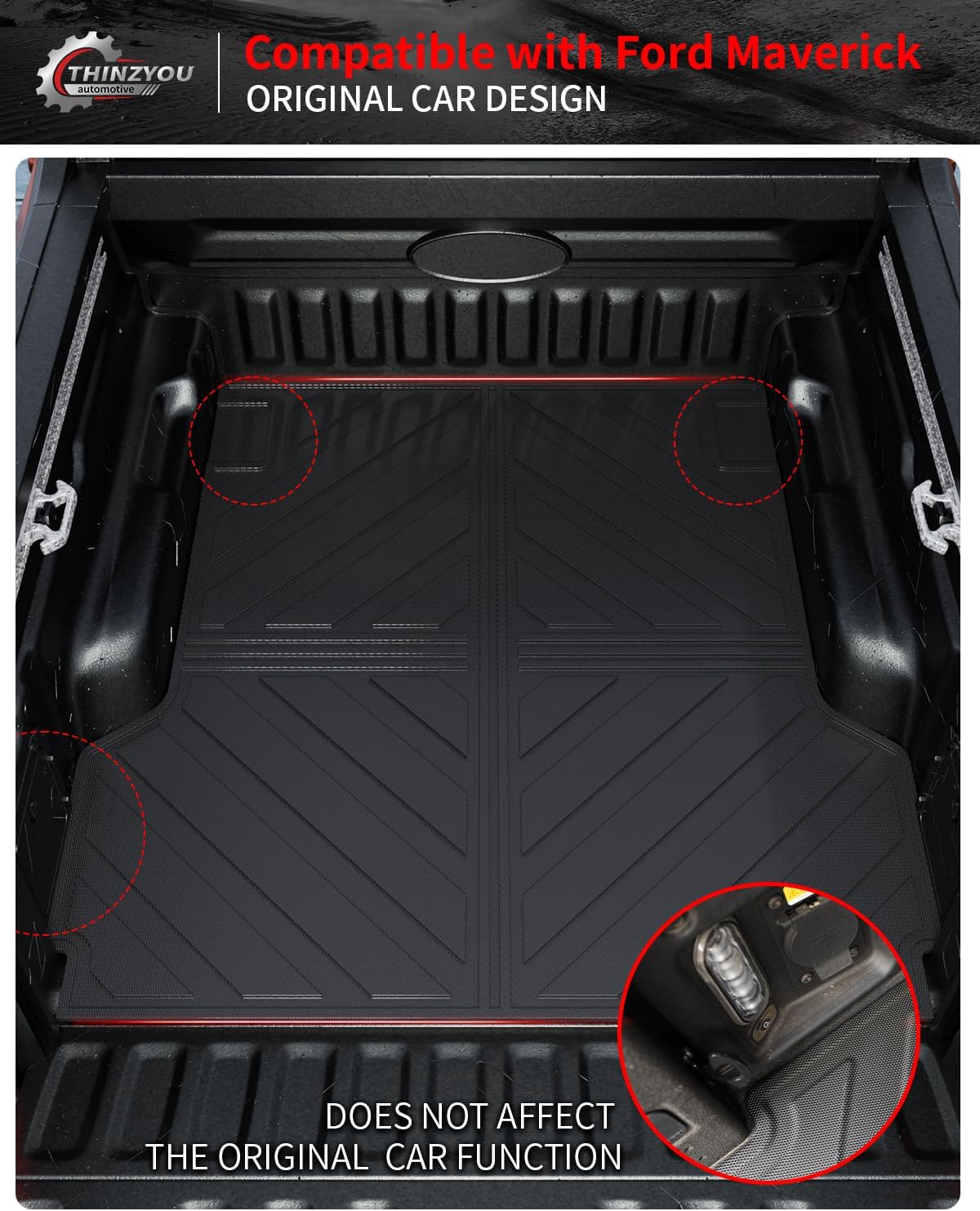 Floor Mats Compatible with 2022 2023 2024 2025 Ford Maverick Gasoline Bed Mat TPE All Weather Bed Liner Floor Liner 2024 Maverick Accessories (Gasoline,Truck Bed Mat+Floor Mats)