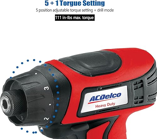 Miniatura 3 de AcDelco ARD847L - Kit combinado de taladro de iones de litio inalámbrico de 8 V con funda, luz de trabajo LED, cargador de 2 puertos y 2 baterías