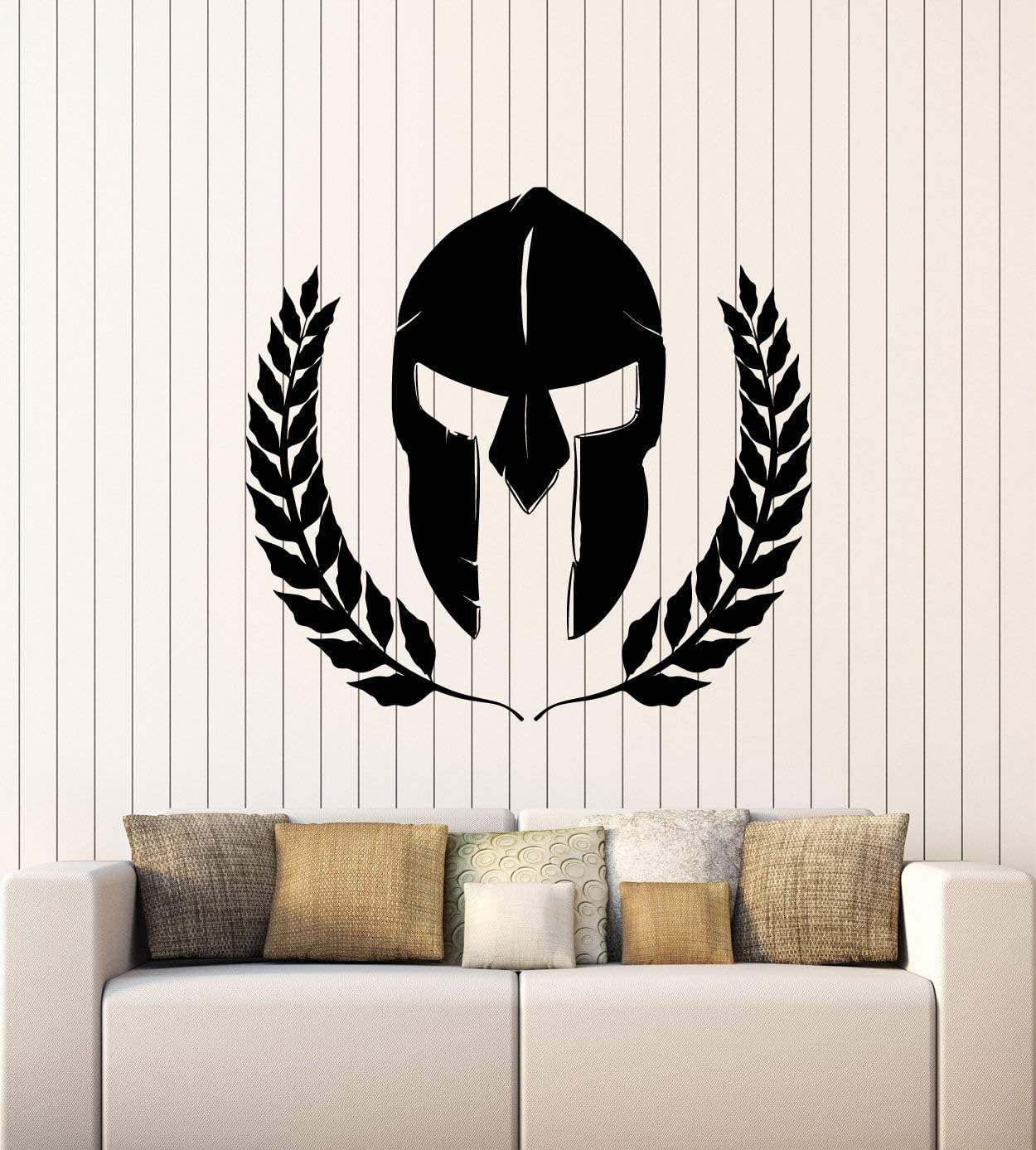 WallStickers4ever Vinyl Wall Decal Military Spartan Warrior Helmet Greece Soldier Stickers Mural Large Decor (g5567) Black