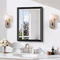 Vista 18 de Espejo de Baño de 30" x 36", Espejo de Pared Negro Mate con Marco de Metal, Espejo Rectangular Decorativo de Tocador para Dormitorio Baño Sala