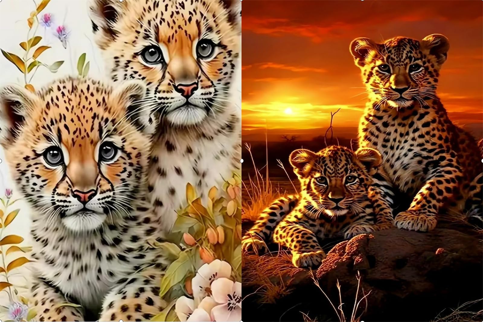 Tabeskly 2 Pack Animal Leopard 5d Diamond Painting Kits for Adults Brid Kids Full Dimond Art Pictures Set