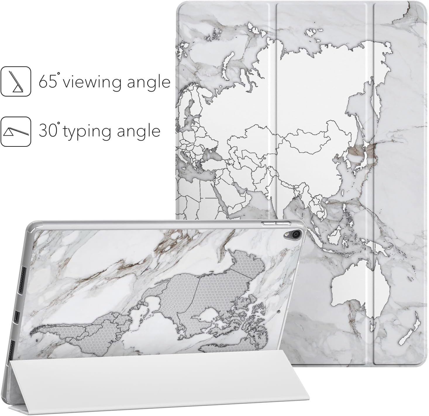 Case for iPad Pro 13 M4 Air M2 11 2024 4th 10.9 2022 10.2 12.9 10.5 9.7 Mini 6 5 4 3 2 1 World Map Vintage Stand Stone Cute Nature Journey Magnetic Closure Design Travel Print Slim fit Marble image 3
