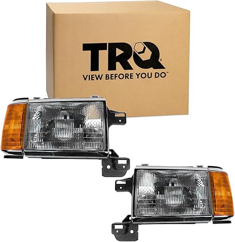 TRQ Juego de 2 piezas de montaje de faros delanteros halógenos cromados y bisel negro para el lado del conductor y del pasajero compatible con Ford