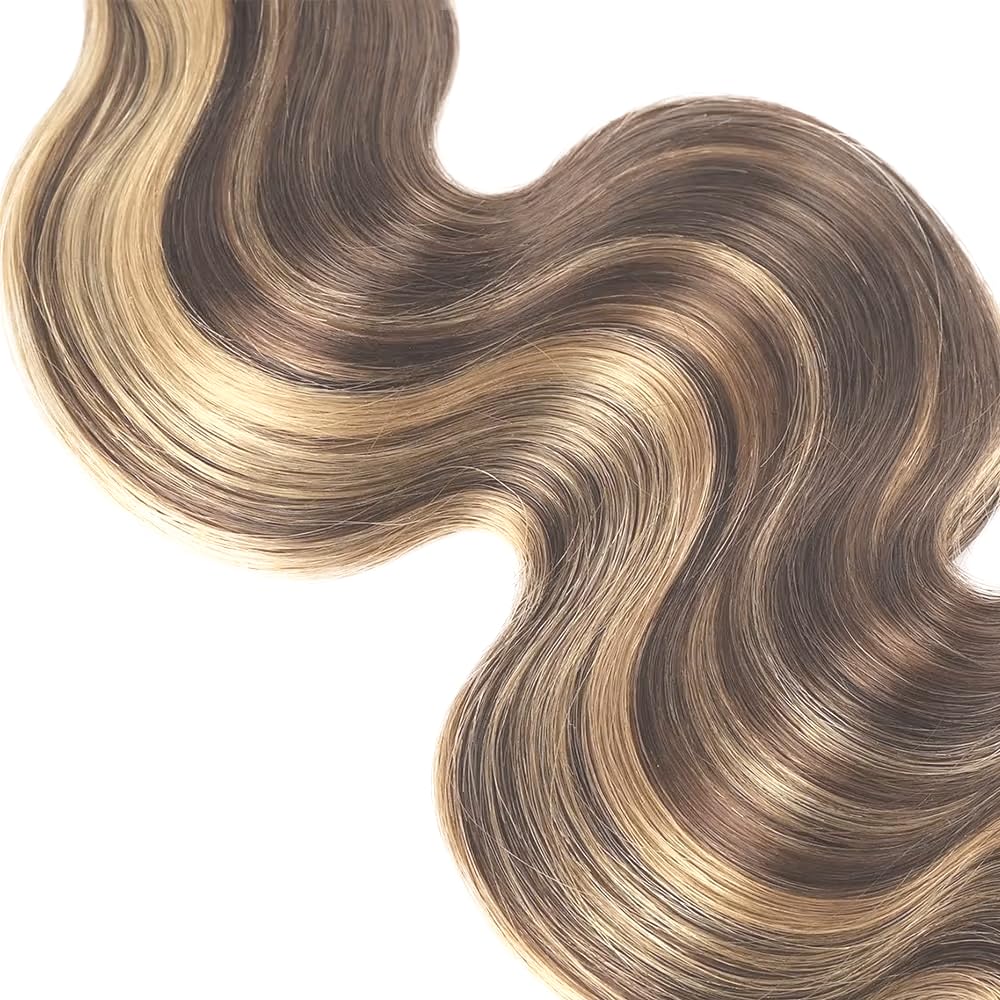 Highlight Bundles P4613 Body Wave Human Hair Bundle Ombre 613 1 Bundle 32 Inch Two Tone Dark Brown And Blonde Body Wave Bundles Chocolate Brown Hair Extensions
