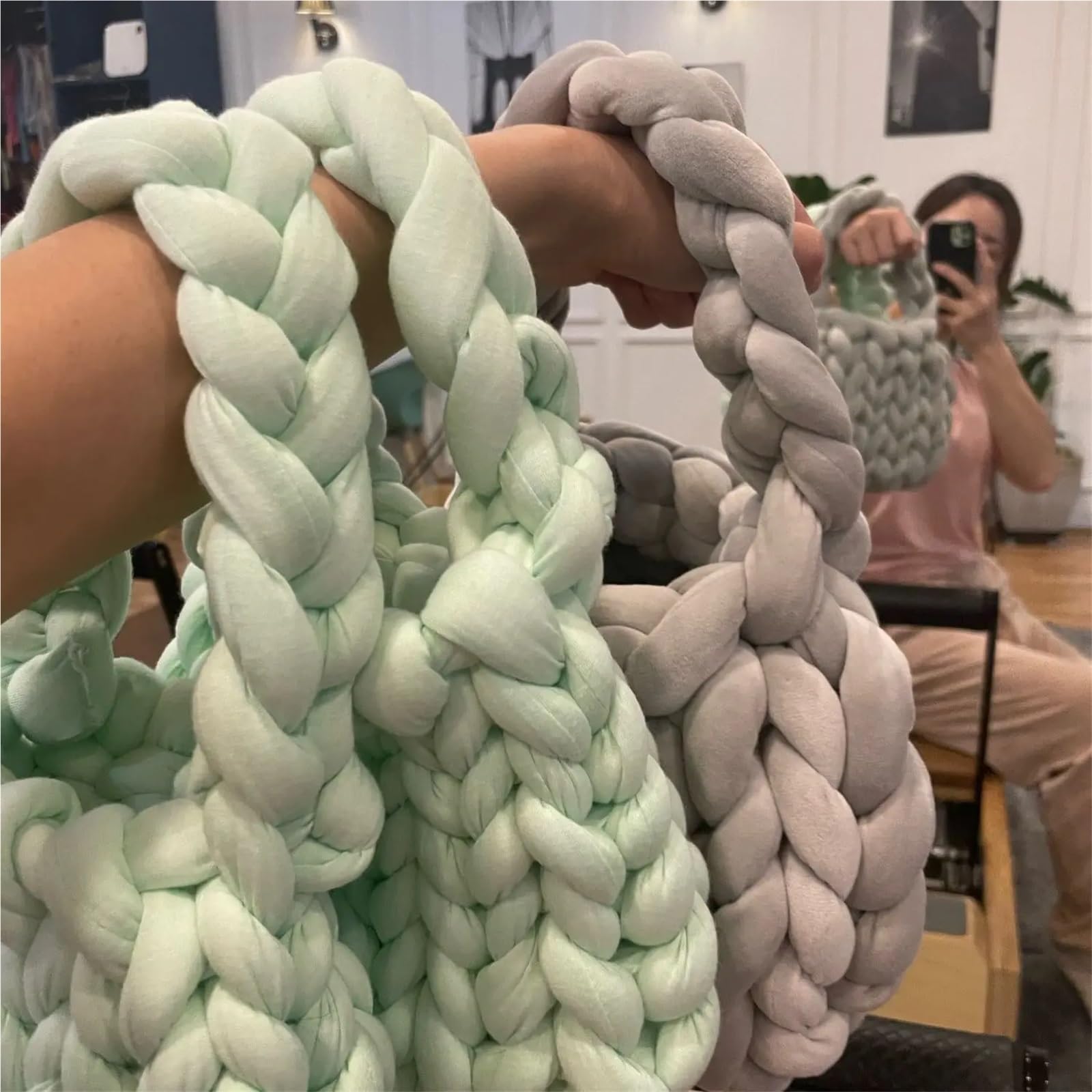 Hilo grueso Hilo súper grueso de 1KG, bolsa blanca hilo gigante voluminoso for tejer a mano, manta grande y suave for brazo DIY(29)