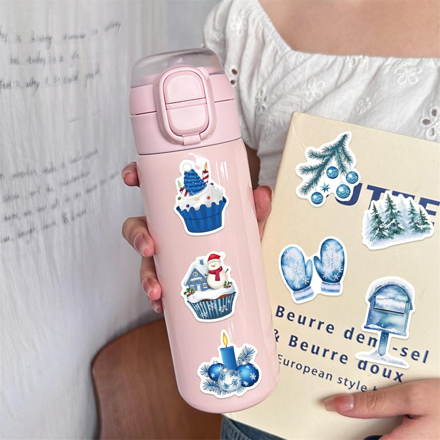 50PCS Blue Winter-Christmas Themed Stickers for Kids,Waterproof Vinyl Winter Stickers for Decorating Laptops, Water Bottles, Notebooks, Christmas Party Gifts for Kids Teens and Adults (Colourful-1) - Image 3