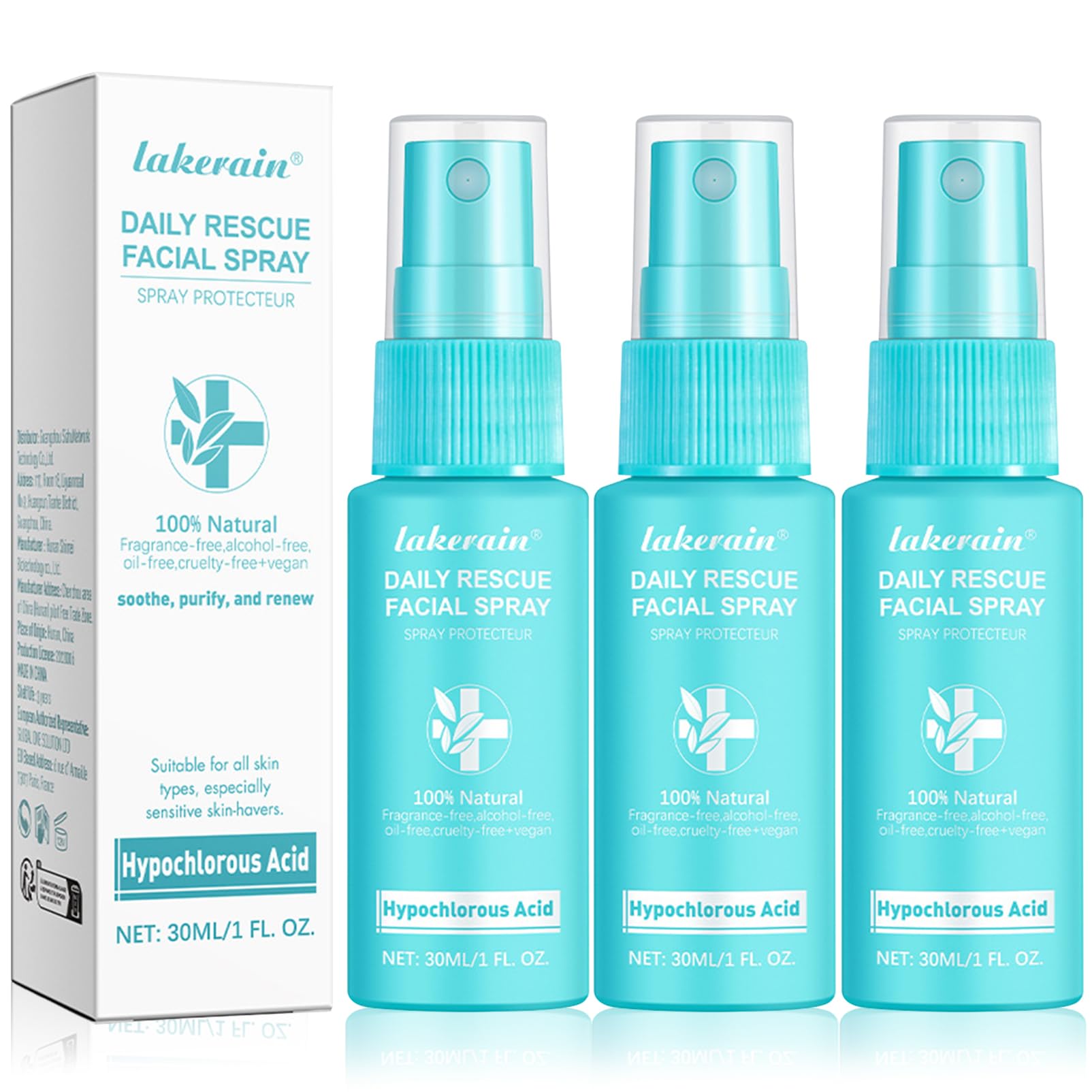 3 Piezas Acido ipocloroso Spray,Spray per viso, sicuro sulla pelle, adatto per cuoio capelluto secco e post-operatorio. Idrata e protegge la tua pelle