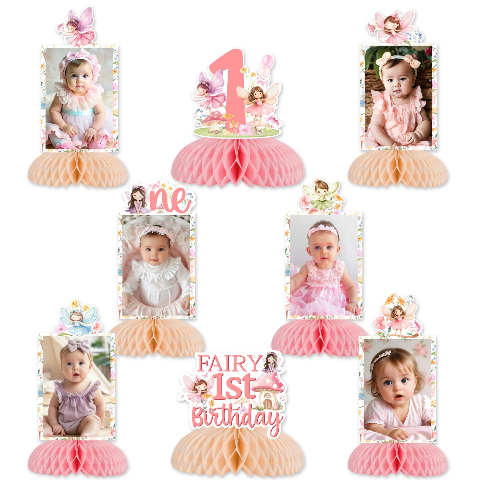 Hada floral primer cumpleaños niña centros de mesa decoración primer año jardín bosque