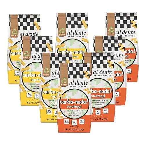 Miniatura 9 de Al Dente Carba-Nada Fusilli - Bajo en carbohidratos, alto en proteínas, apto para dieta cetogénica y de puntos, fideos artesanales para pasta