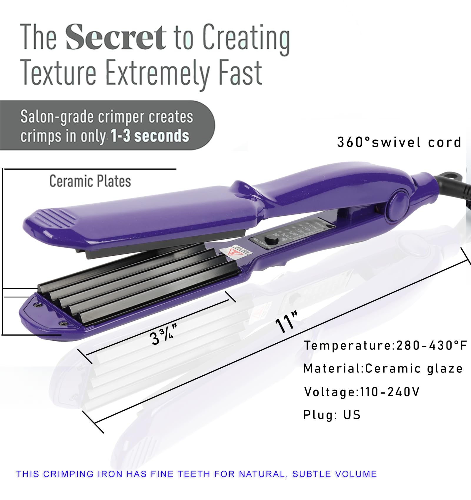 MBHAIR Ceramic Crimper Iron - Fluffy Hair Styling -2