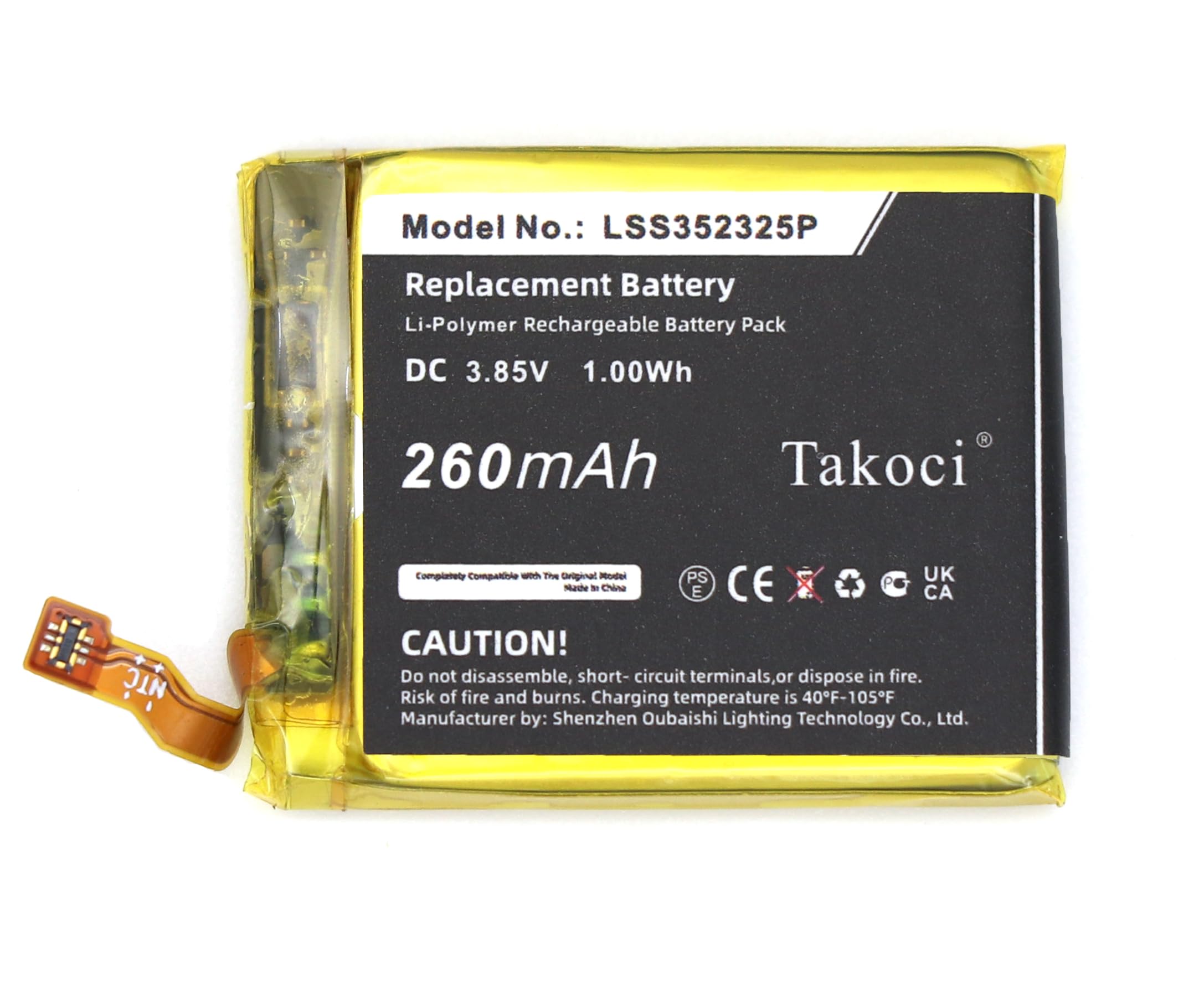TAKOCI Replacement Battery Compatible with Versa 3,fits Part No LSS352325P, 3.85V 260mAh / 1.00Wh