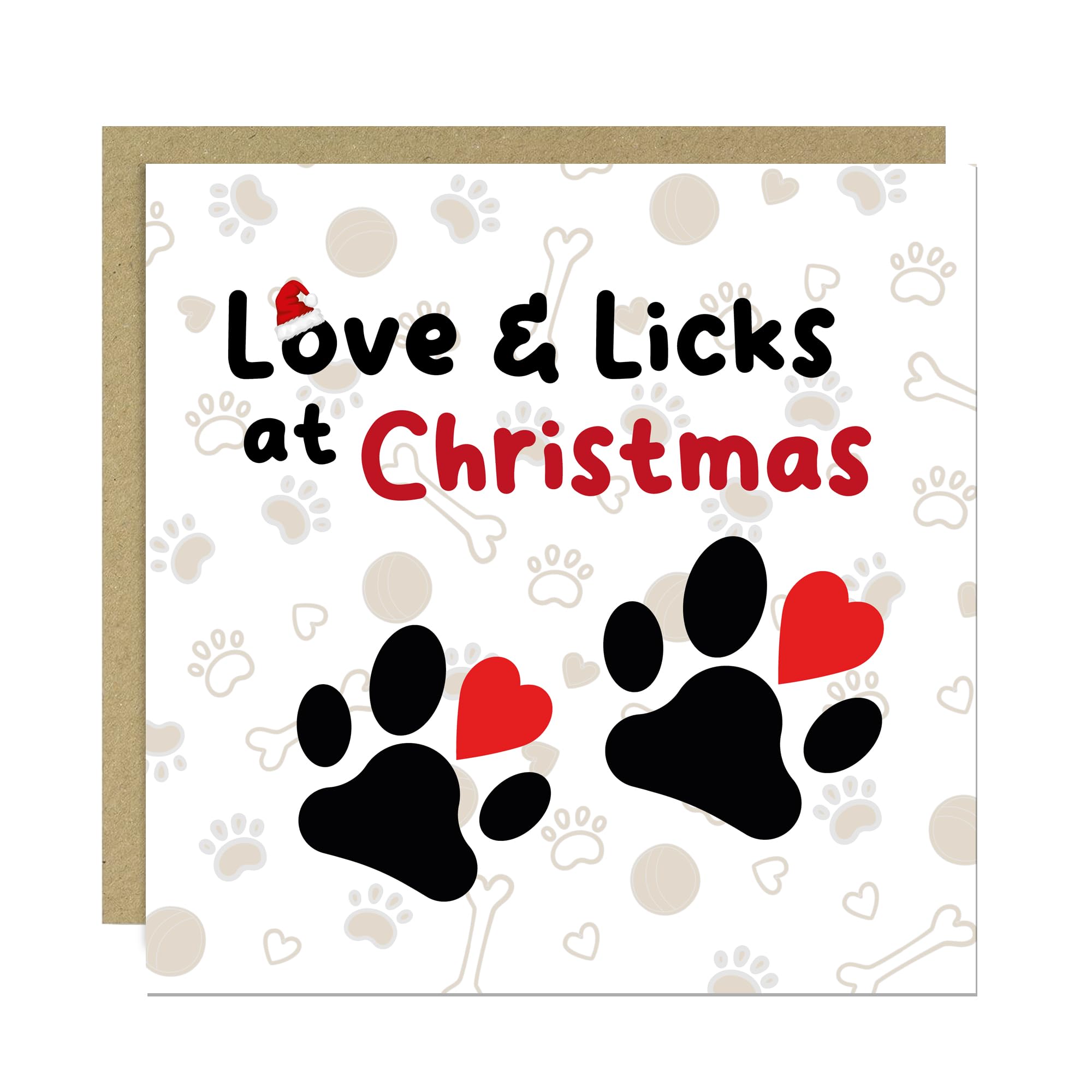 RED OCEAN Christmas Card From Puppy Dog With Kraft Envelope Funny Joke Dog Christmas Card For Lover Mum Dad