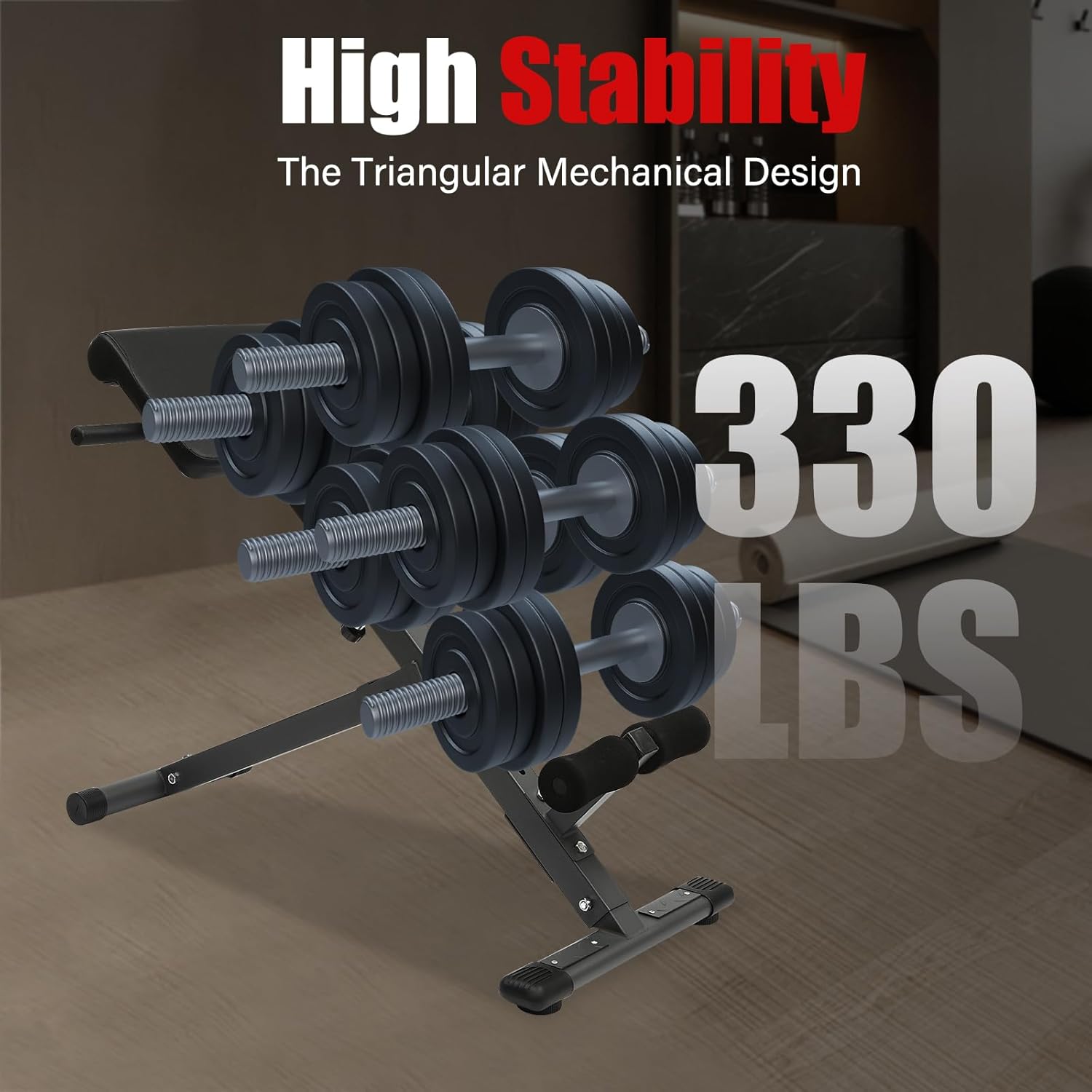 Roman Chair Back Extension Machine Foldable 5 Position Adjustable Sit up Exercise Multi-Functional Hyperextension Bench Workout Equipment Ab Machine Angle Height Adjust 330LBS Heavy-Duty for Home Gym