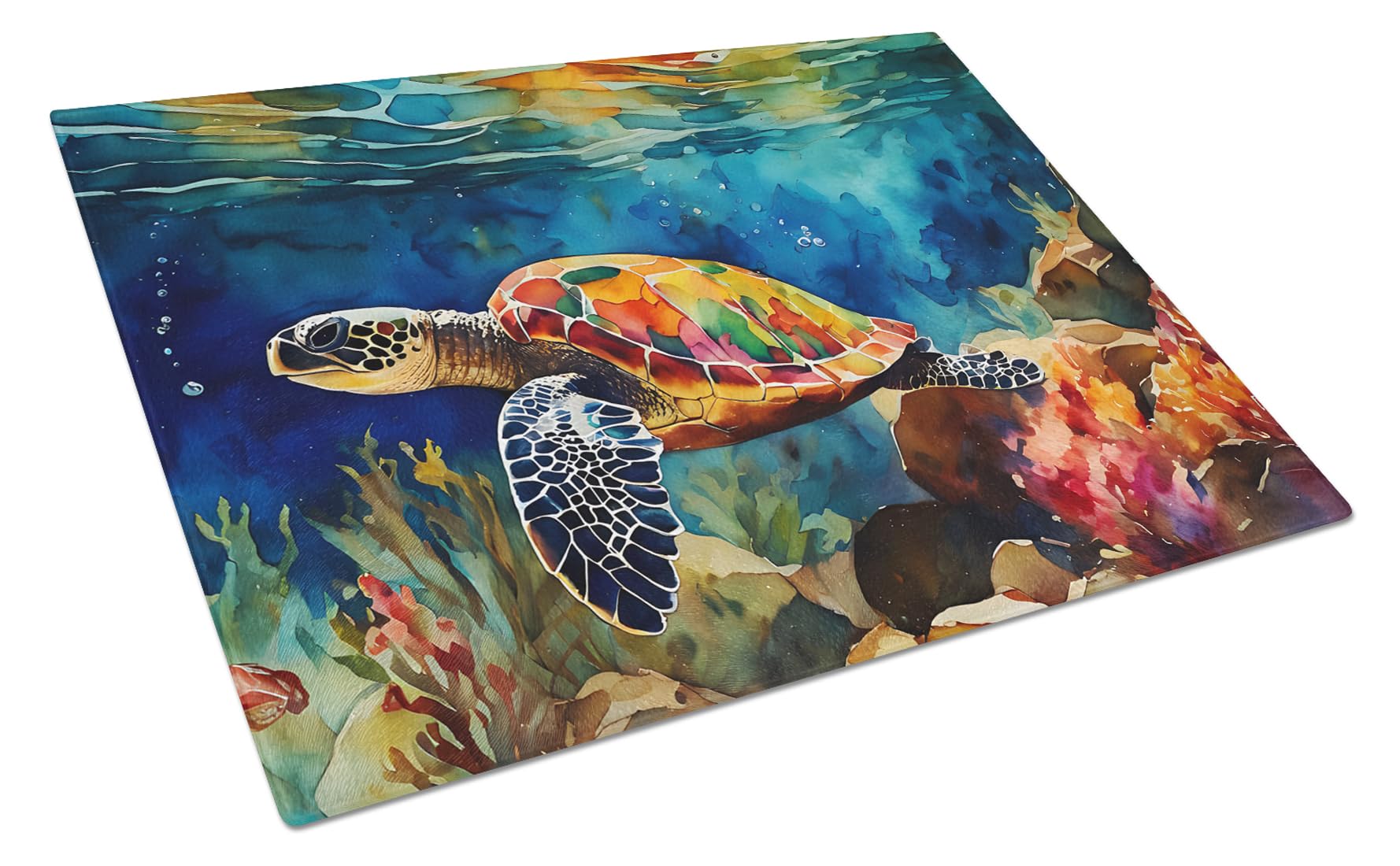 Caroline's Treasures DAC2808LCB Loggerhead Sea Turtle Glass Cutting Board Large Decorative Tempered Glass Kitchen Cutting and Serving Board Large Size Chopping Board