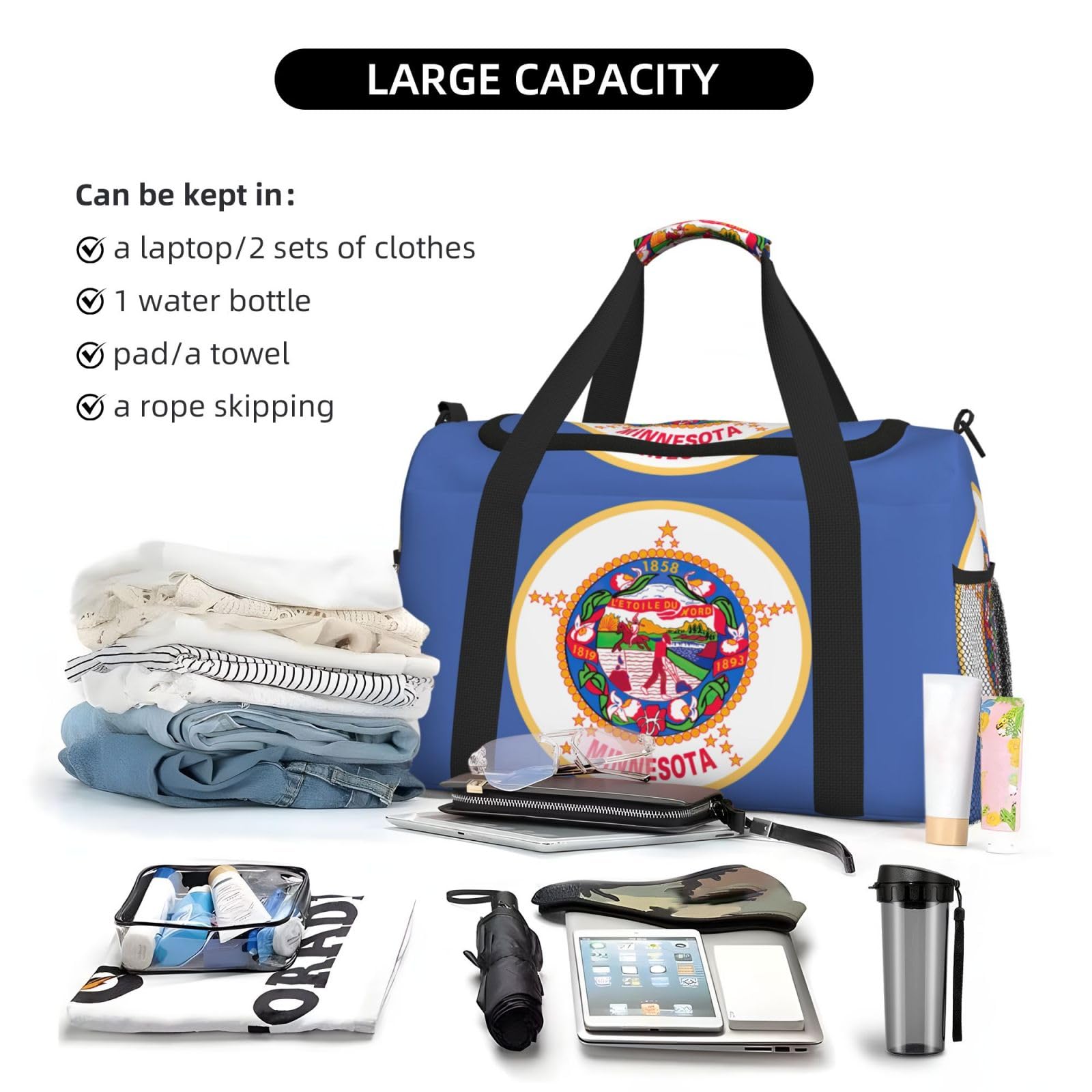 Flaga stanu Minnesota torba na ramię kobiety mężczyźni podróżna torba crossbody torebka torba na ramię torebki robocze codzienna torba hobo