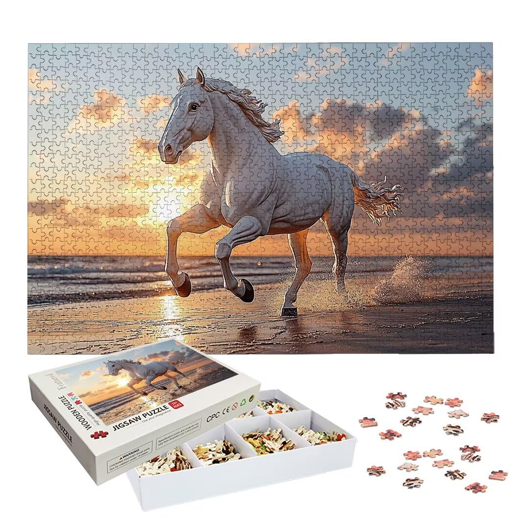 Puzzle 2000 Piezas, Puzzle Caballo de Madera para Adultos, Regalos -2644