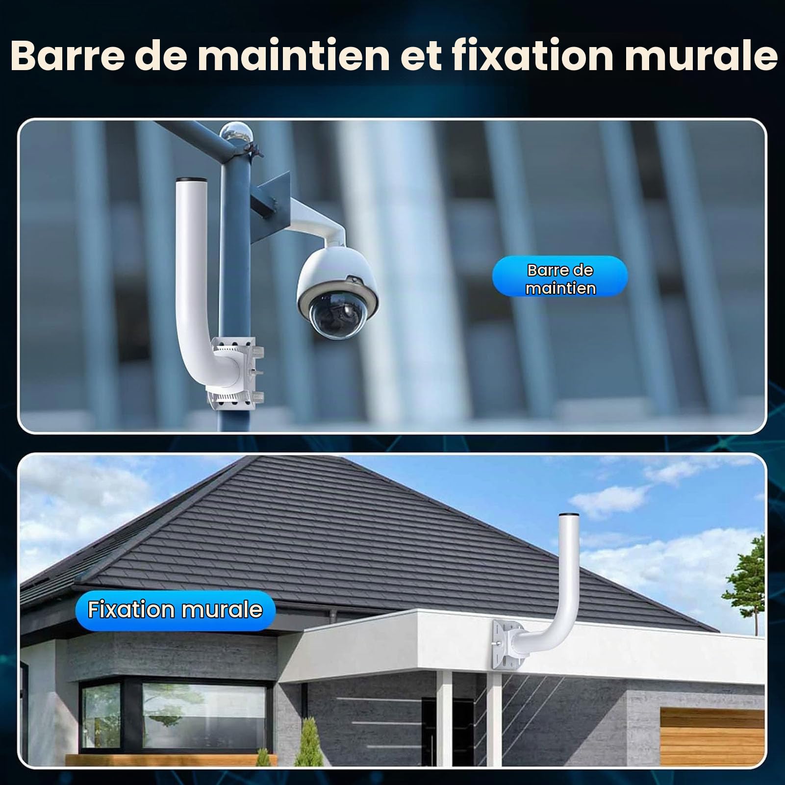 Support de Pont sans Fil, 2 Pièces, Accessoire de Montage sur Poteau en J Réglable à 150 ° en Acier Inoxydable pour Antenne Extérieure, Point D'accès AP et CPE