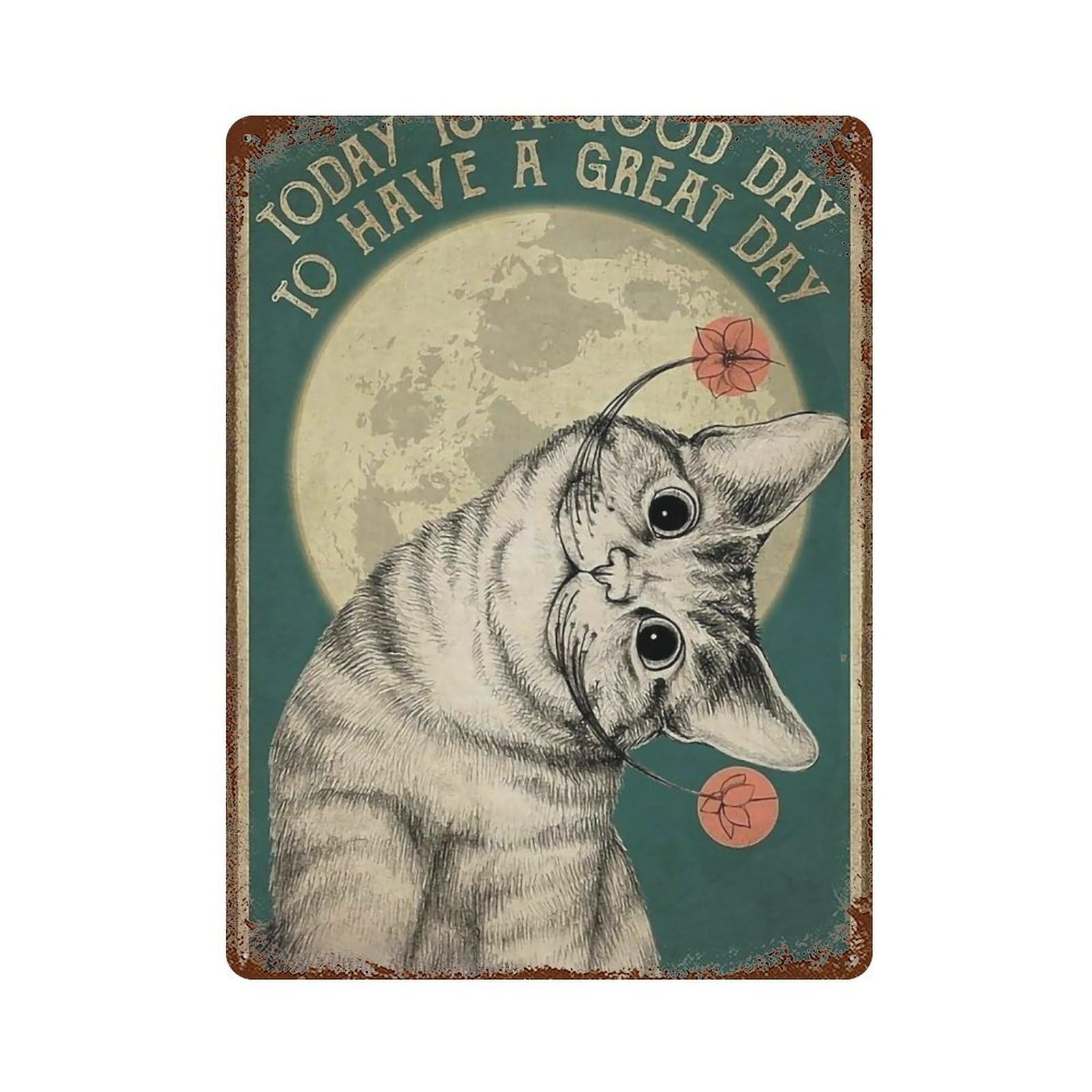 YHGERTKU Funny Retro Cat Wall Art Retro Iron Vintage Metal Tin Sign Poster Modern Decor for Living Rooms Gift 40x30cm