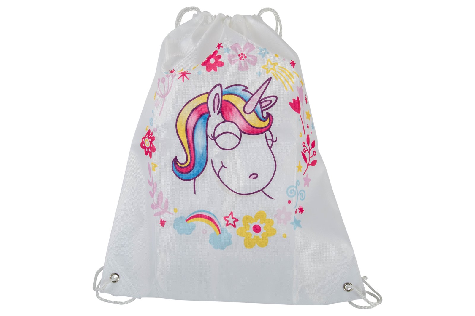 Out Of The Blue White Unicorn Printed Drawstring Fashion Bag Travel School Sport (White)