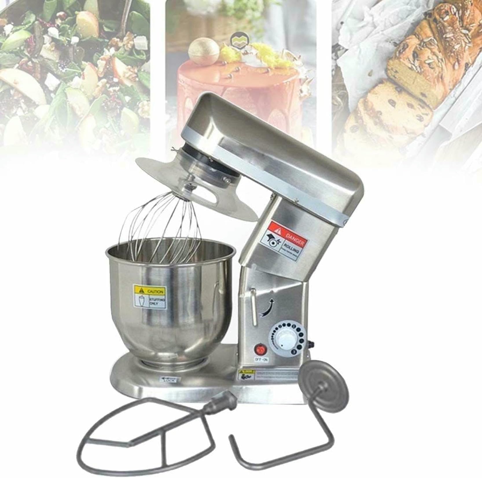 Pascrista Professionale Graceder, Robot da Cucina, 300W 5L/500W 7L/500W 7L Ciotola in Acciaio Inossidabile, 3 velocità, Padrone di Pasticceria, Coperchio Anti -Splash, 3 Accessori, 10L