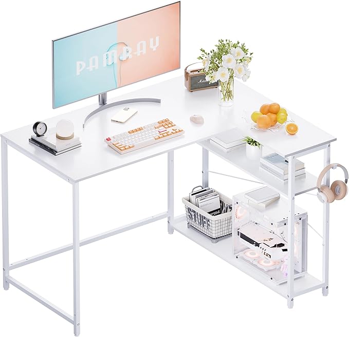 Escritorio en L 109cm de ancho - estantería lateral 78cm profundo