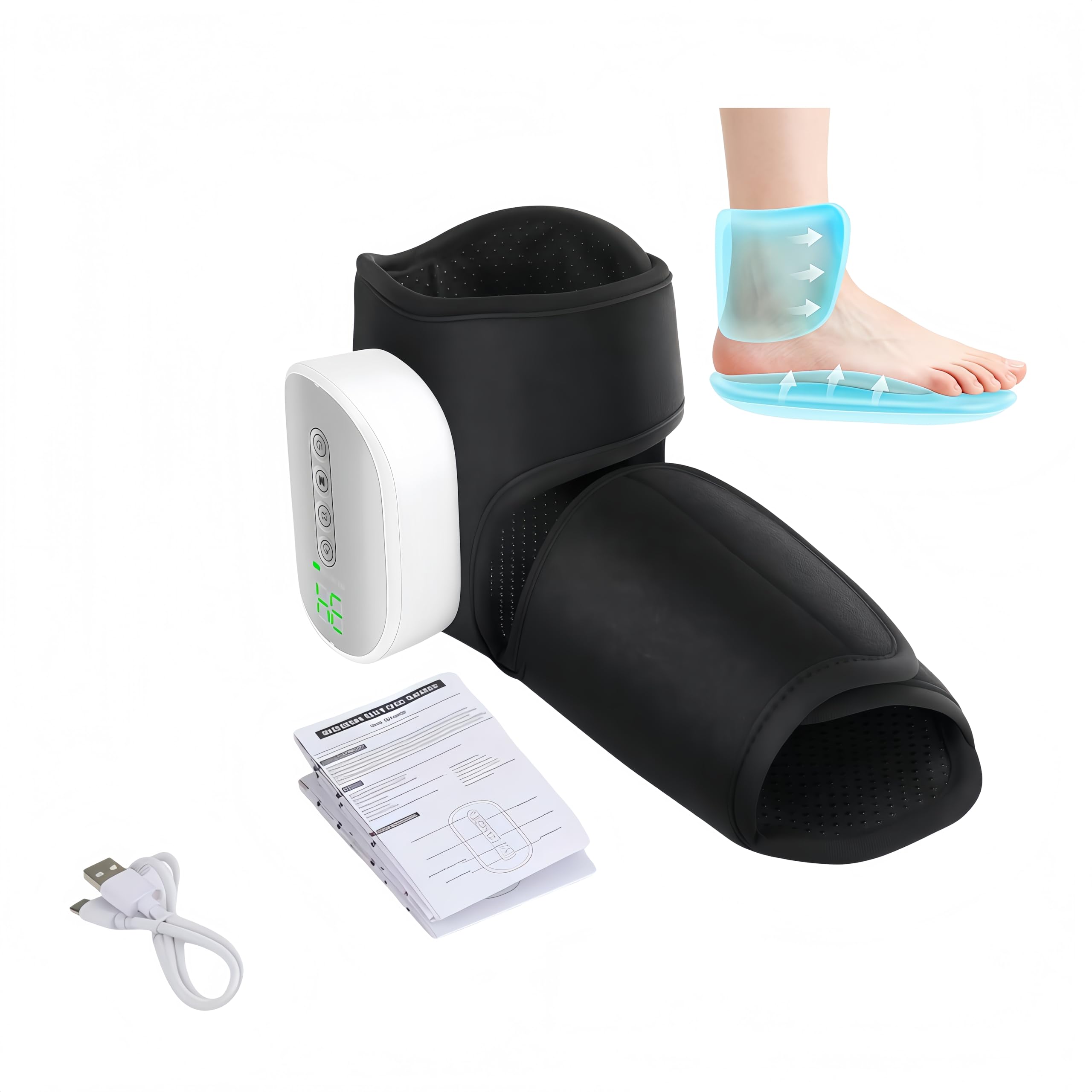 Lindara 4-in-1 Fußmassagegerät -Lentiva Kabelloses Massagegerät mit Wärme, Drucktherapie, Luftkompression & Vibration für Ferse, Knöchel, Fußsohle & Fußrücken - Tragbar und entspannend