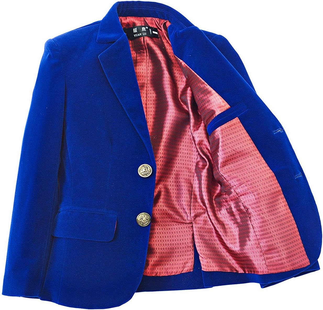 YuanLu Boys Velvet Blue Suits 5 Piece Slim Fit Dress Suit Set for Wedding - Image 4