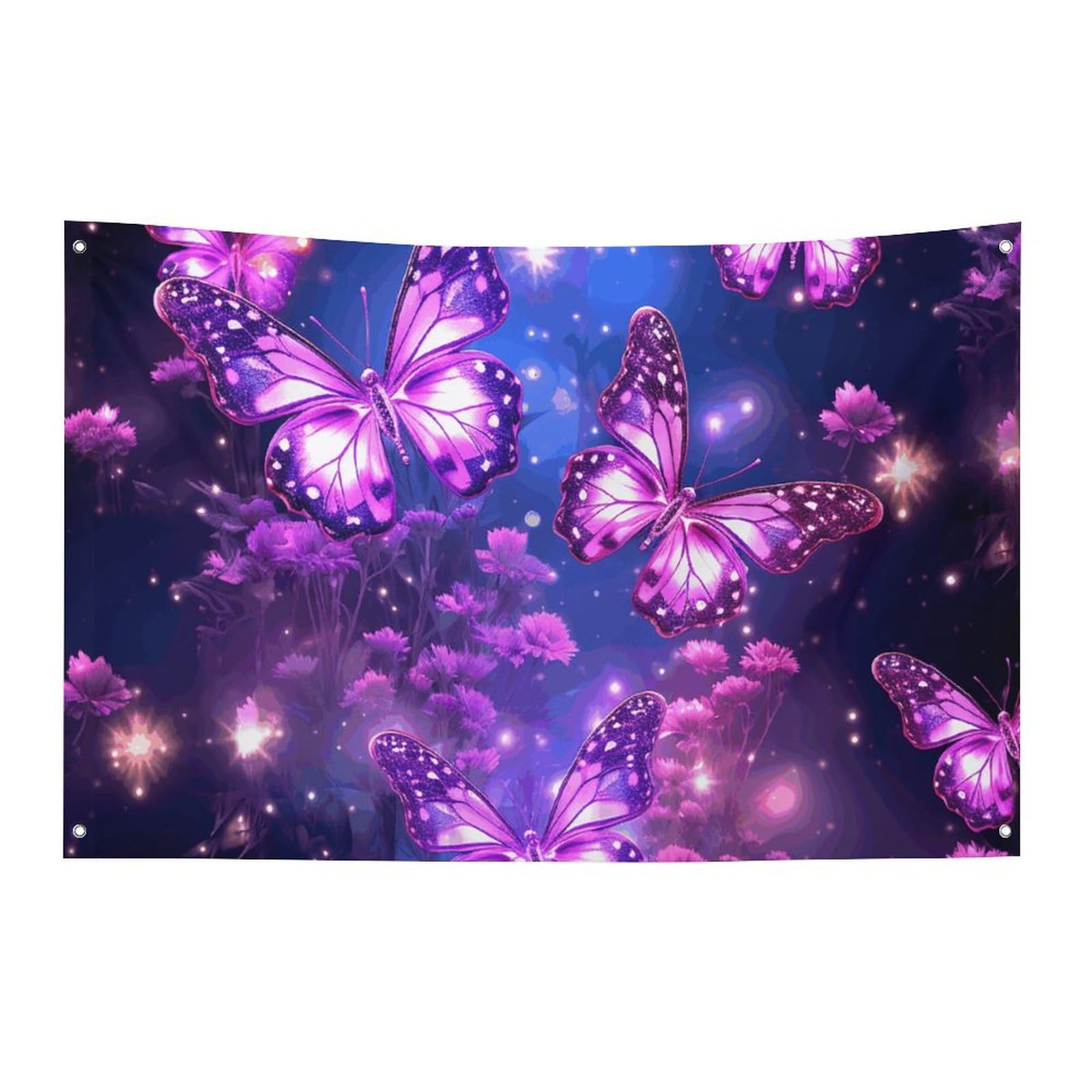 Drapeaux décoratifs extérieurs et intérieurs violets style papillon