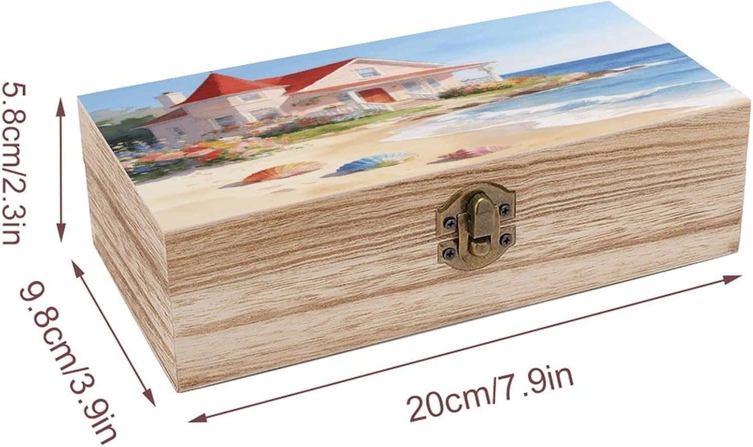 Beach House Wood Box Rectangular Organizer Box image 2