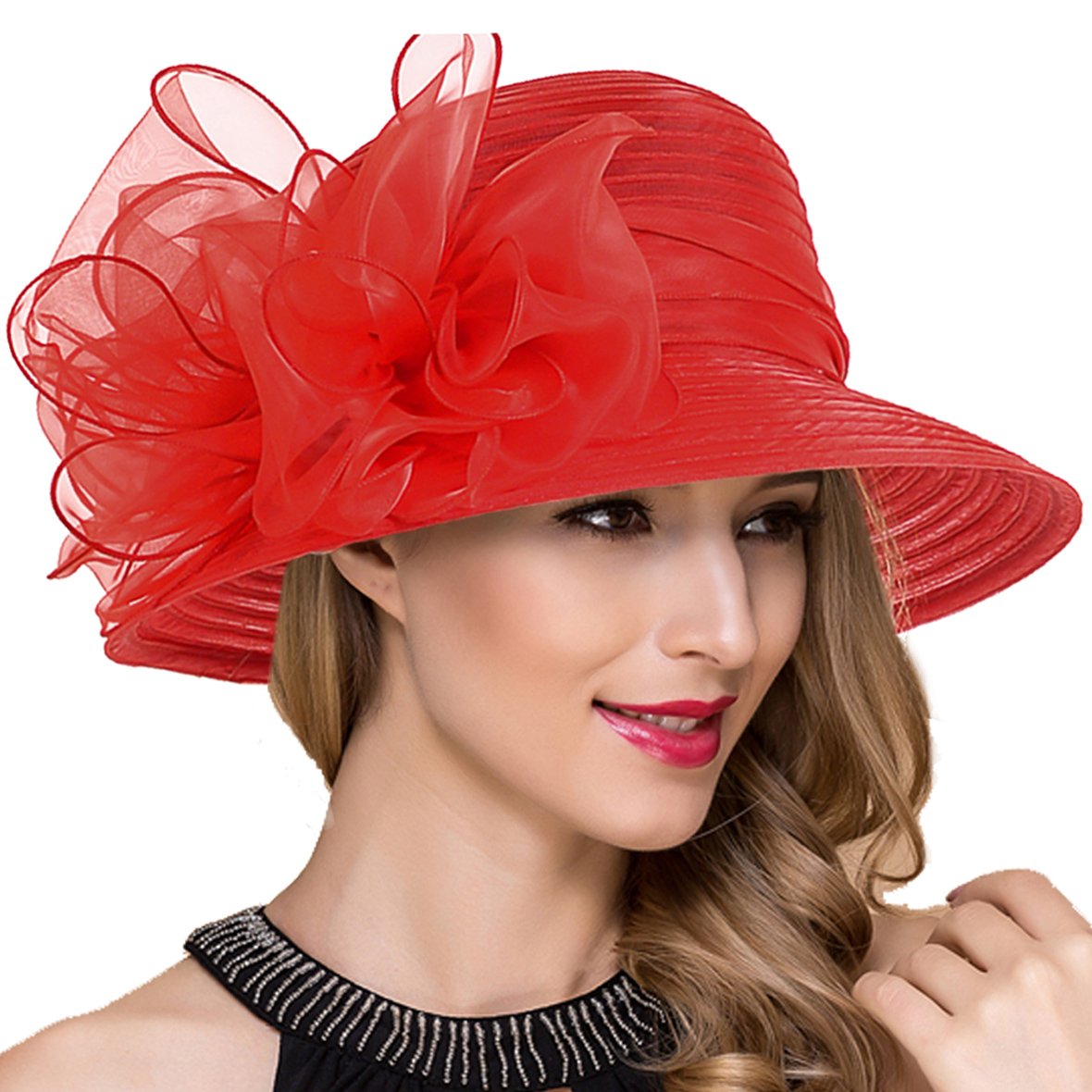 Lady Church Derby Dress Cloche Hat Fascinator Floral Tea Party Wedding Bucket Hat S051