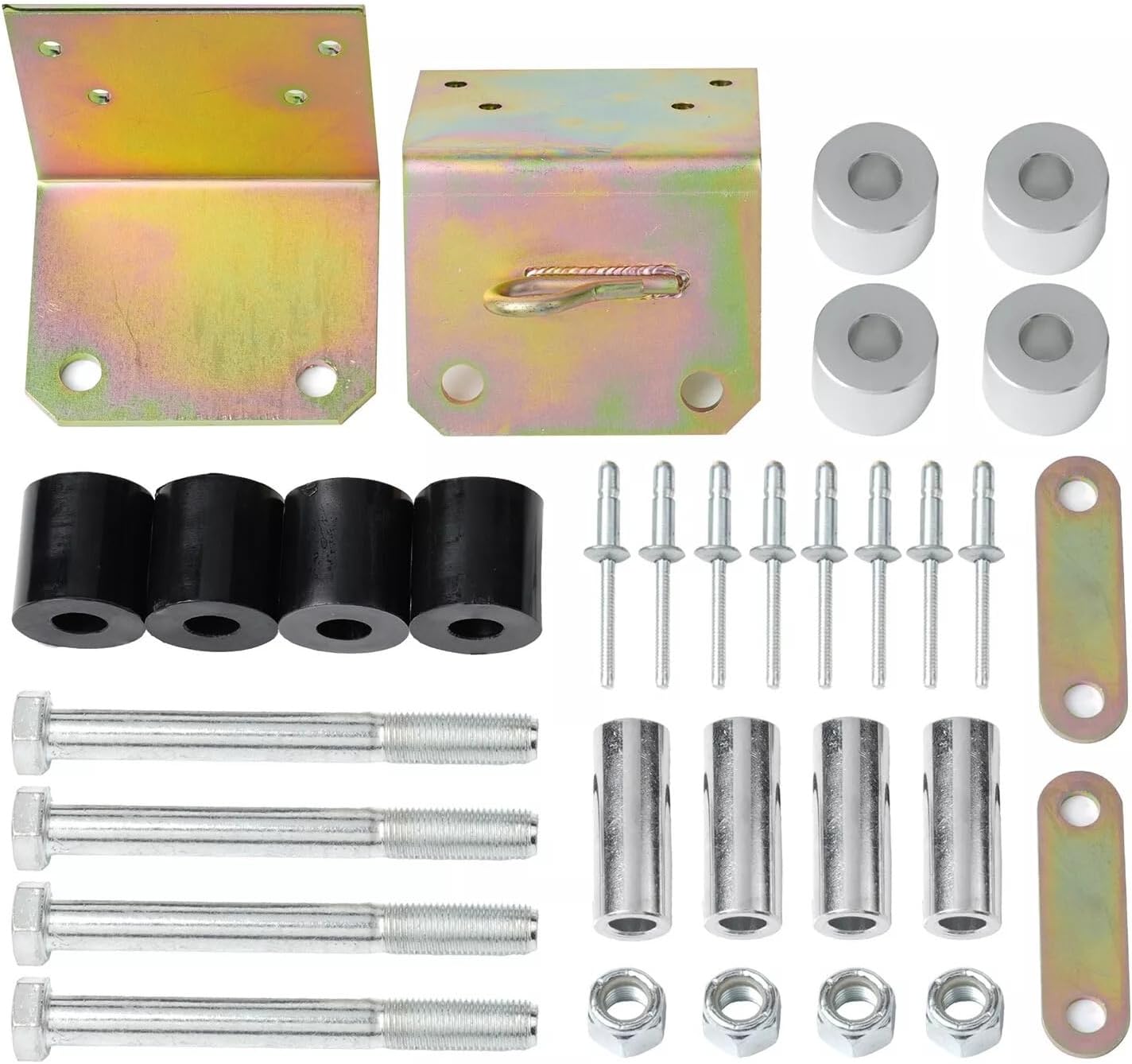 [Renewal Part] Lower Roller Bracket Kit Bundle with Rollers & Hardware for Peterbilt 379 [Replacement]