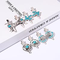 Vista 3 de Pinzas para el cabello con sombrero de vaquera occidental, 8 horquillas vintage de cactus rayo de estrella, turquesa, accesorios para el cabello