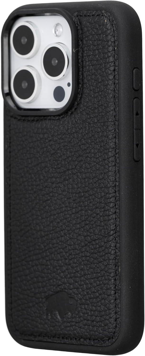 BLACKBROOK Premium Snap-On Case, York Full Grain Leather Case for iPhone 15 PRO (6.1”) (Pebble Black, iPhone 15 PRO)