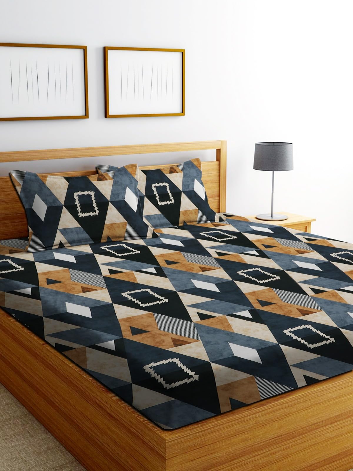 DECORUM Elastic Fitted Bedsheets with 2 King Size Pillow Covers | Double Bed with All Around Elastic, Size 72 x 78 x 8 Inches-picture-13