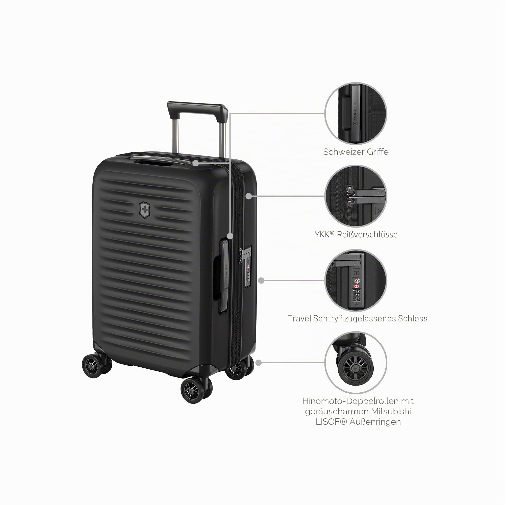 Victorinox Airox Advanced Frequent Flyer Hardside Carry-On, Handgepäcktrolley, Leicht, Damen/Herren, 35 x 23 x 55 cm, 37 l, Erweiterbar, Schwarz