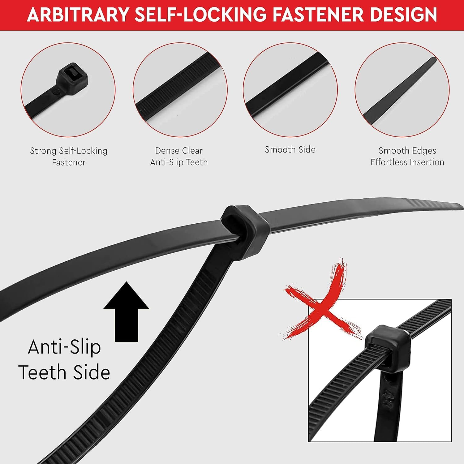 Robustt Self Locking Cable Ties | 150 X 3.6 mm | 200 Pieces, Black | Heat Resistant Cable Zip Ties | Self-Locking Cable Organizer | Anti - Slip Wire Organizer | For Indoor & Outdoor Use 4