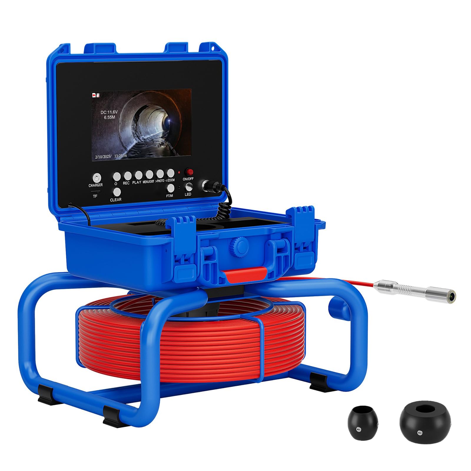 Kamera Inspekcyjna Do Rur Kanalizacyjnych 7", Wideoboroskop Inspekcyjny, Sonda 512 Hz, 5-krotny Zoom, Rejestrator Wideo I Głosu, Przemysłowy Endoskop Do Rur Kanalizacyjnych, Dla Hydrau(Size:30m(98ft))