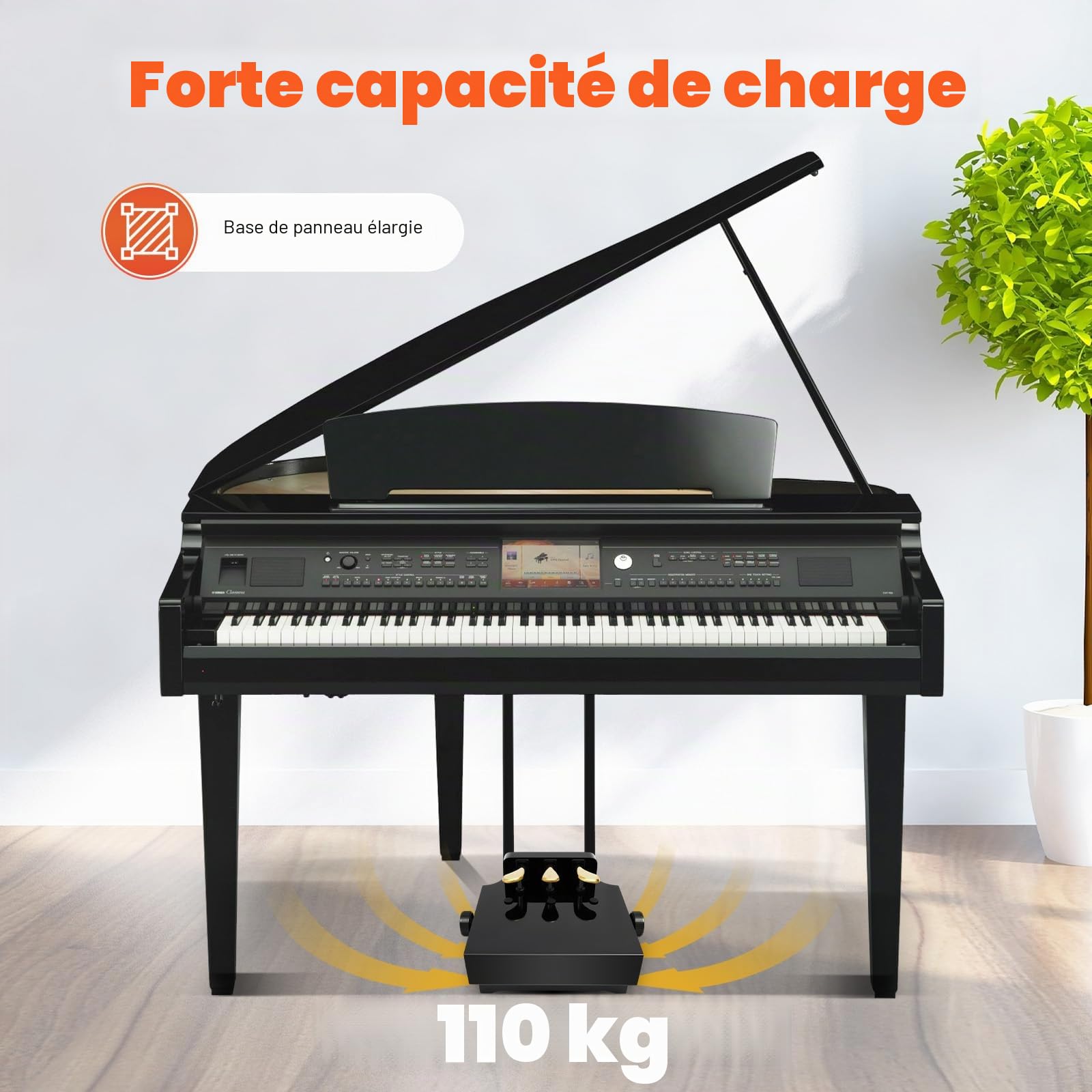 Rallonge de pédale pour enfant avec triple pédale, rehausseur de pédale de piano réglable en hauteur pour enfants de 4 à 12 ans, noir