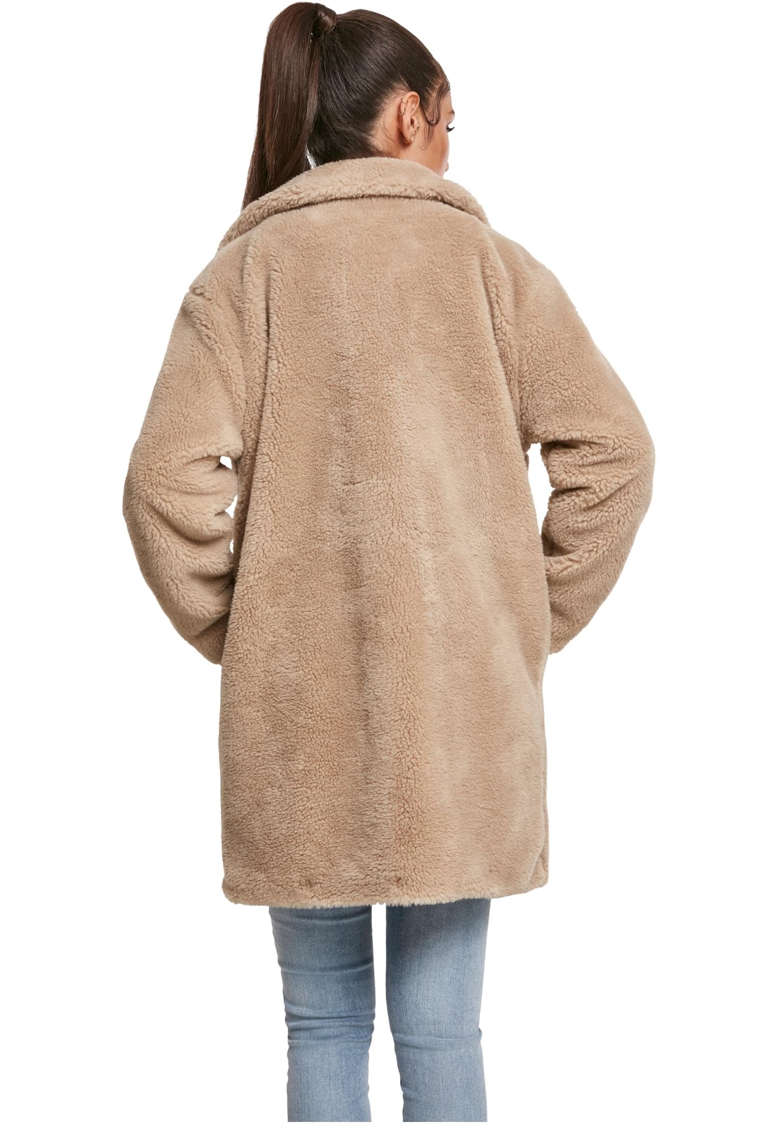 Urban Classics Damen Winter Jacke Ladies Oversized Sherpa Coat Jacket, Mantel mit Haken & Ösen-Verschluss, Größe XS bis 5XL