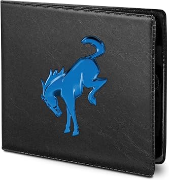 iPick Image for Ford Bronco in Blue Car Auto Insurance Registration Black Document Holder Wallet - Official Licensed