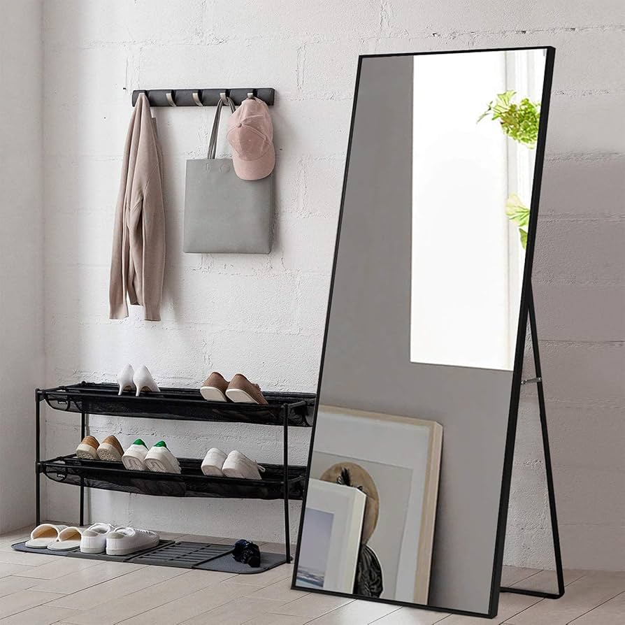 Neutype Full Length Mirror With Standing Holder Floor Mirror Large Wall Mounted Mirror Bedroom Mirror Dressing Mirror Wood Frame Black 65 X 22