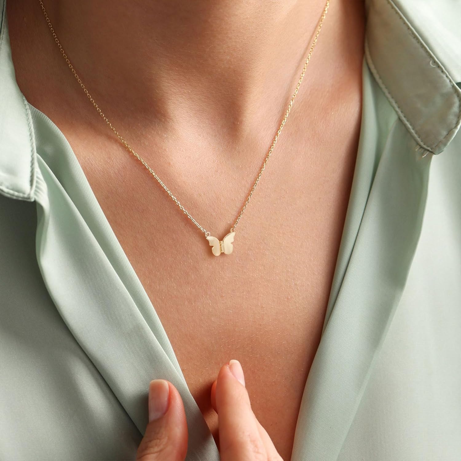 HANLI 14K Gold Plated Necklaces for Women - Dainty Butterfly, Star of David, Moon and Star, Sun, Lotus, Infinity, Hummingbird, Bee,Boots,Chill,Sunflower Pendant Designs - Elegant Jewelry for Women - Image 4