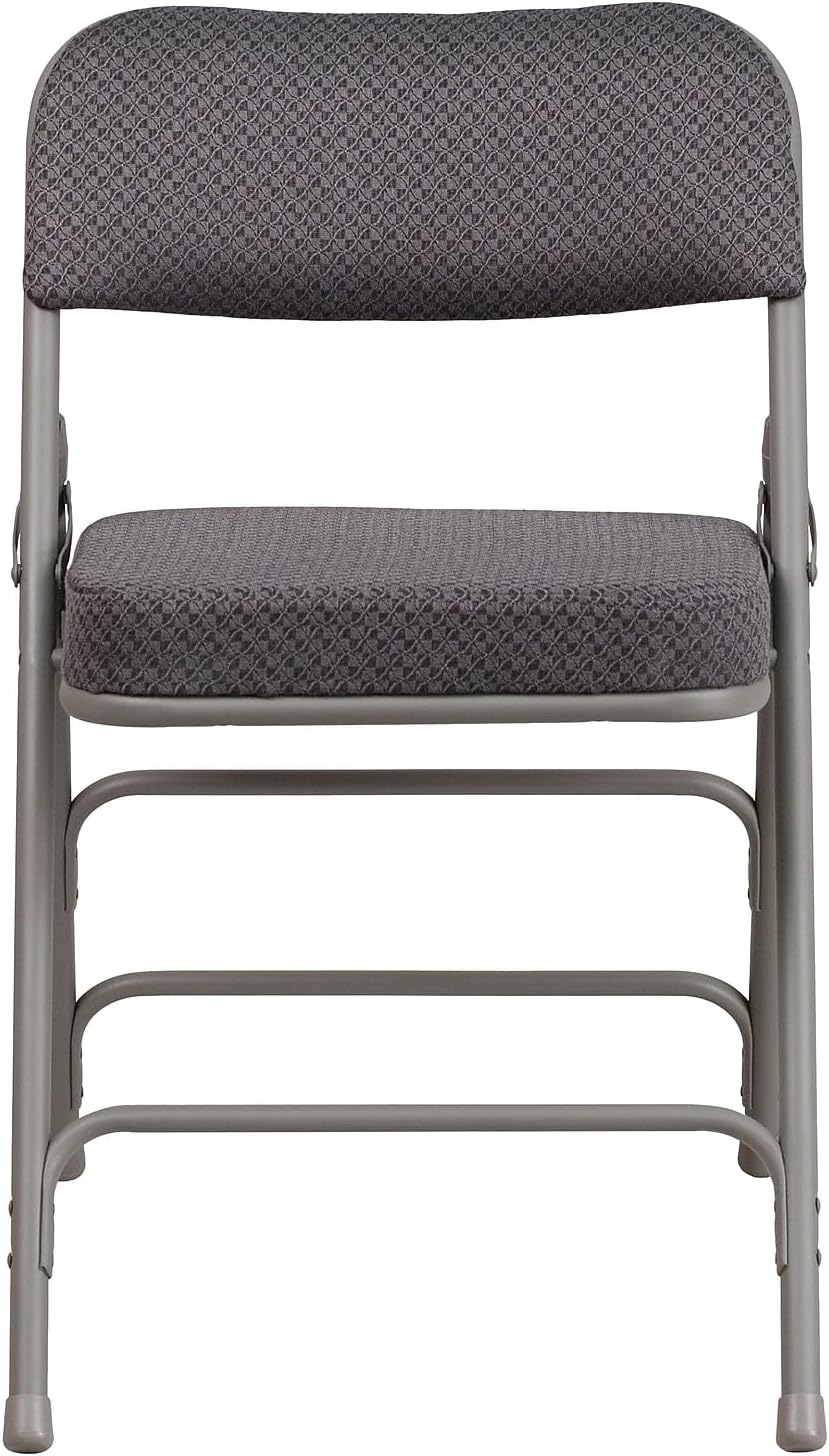 Flash Furniture 2 Pack HERCULES Series Premium Curved Triple Braced & Double Hinged Gray Fabric Metal Folding Chair