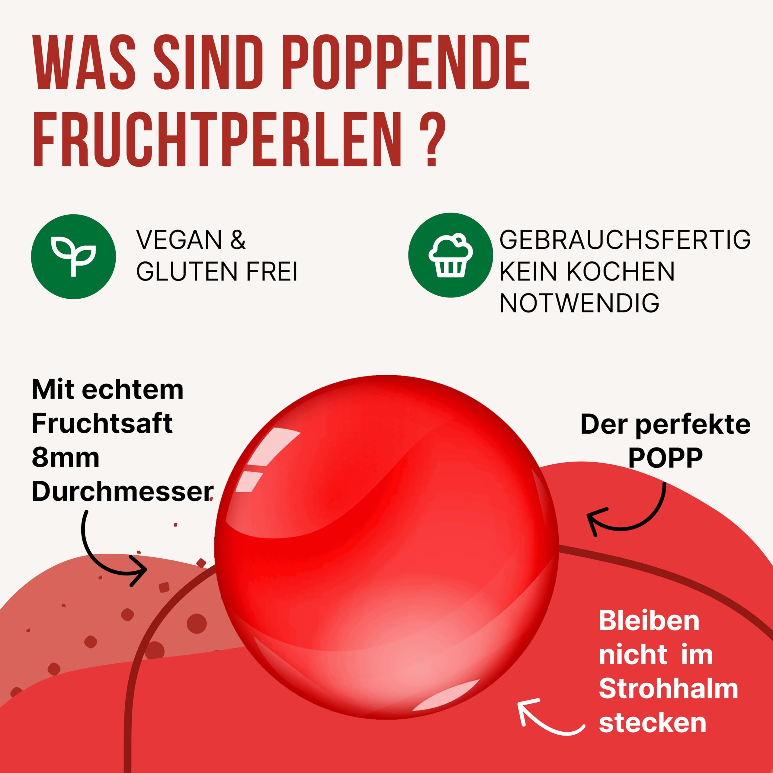 INSPIRE FOOD Bubble Tea Perlen Set - 3er-Pack Popping Boba Fruchtperlen | Erdbeere, Mango, Grüner Apfel | Tapioka Perlen 100% vegan und glutenfrei, ohne künstliche Farbstoff, je 450g