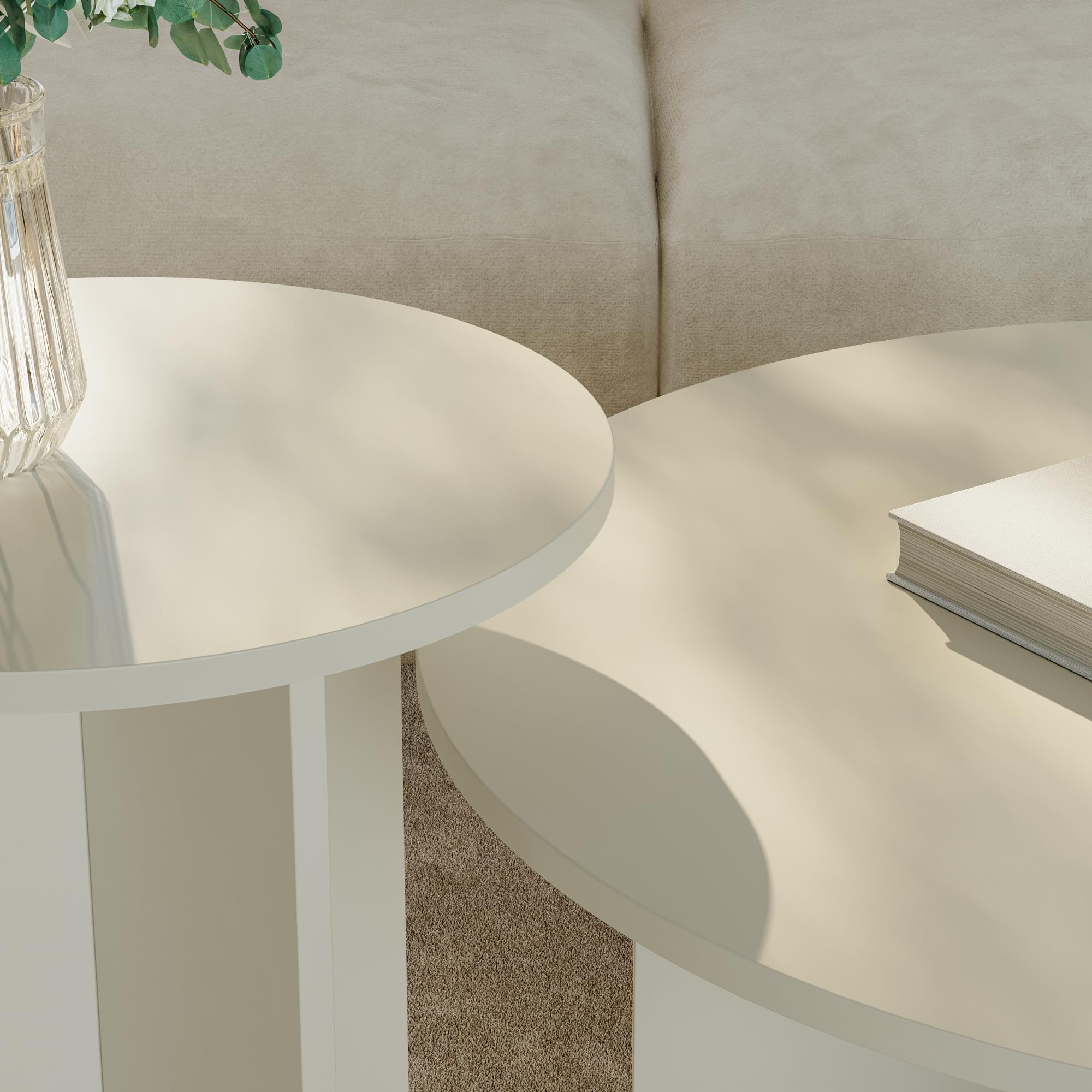 [en.casa] Lot de 2 Tables Basses Gigognes de Tailles Différentes Ensemble de 2 Tables d'Appoint pour Salon Chambre Bureau Panneau de Particules Mélaminé Sable