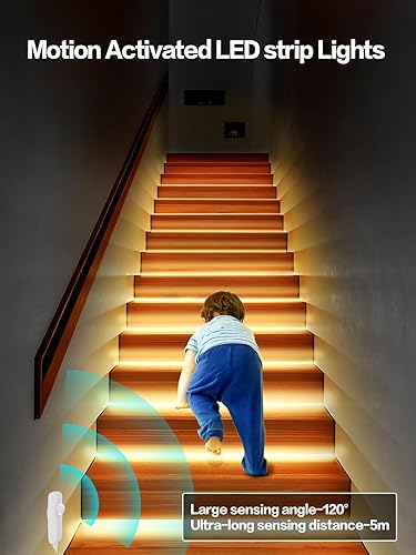 Miniatura 4 de KANTUTOE Tira de luz con sensor de movimiento de 656 pies control de programa de aplicación debajo de la cama tira de luz LED activada por